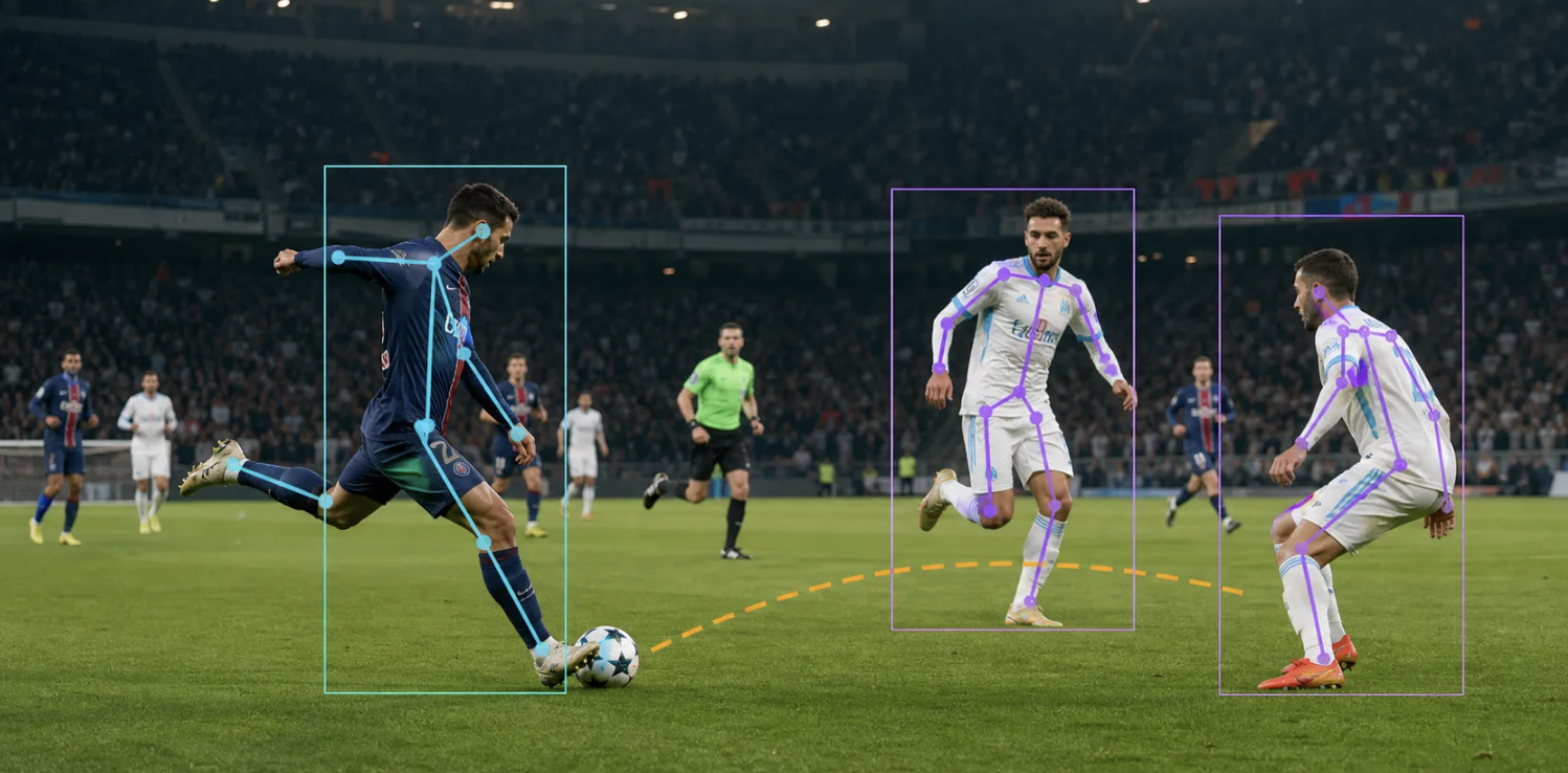 Sports video annotation across players, teams, actions, and scenes