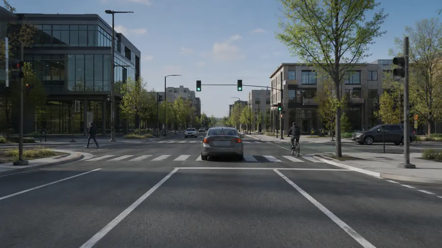 Camera frame at an urban intersection